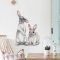 Two cute rabbits Wall sticker Children’s kid’s room home decoration removable wallpaper living room bedroom mural bunny stickers